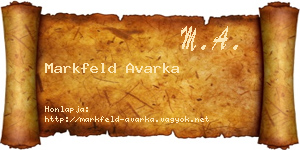 Markfeld Avarka névjegykártya